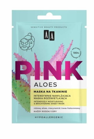 AA PINK ALOE - Intenzív hidratáló és bőrszínjavító hatású fátyolmaszk 18 ml (1 db)