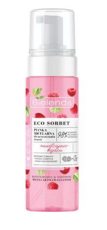 BIELENDA - ECO SORBET Raspberry: Hidratáló és nyugtató hatású málnás arclemosó hab 150 ml