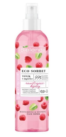 BIELENDA - ECO SORBET Raspberry: Hidratáló és nyugtató hatású málnás tonizáló arcpermet 200 ml