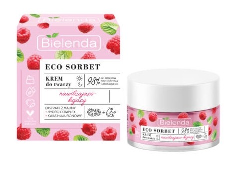 BIELENDA - ECO SORBET Raspberry: Hidratáló és nyugtató hatású málnás arckrém 50 ml