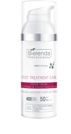 BIELENDA PROFESSIONAL - POST TREATMENT CARE: Cover Cream - Nyugtató hatású színezett krém SPF 50 UVA/UVB/IR/HEV 50 ml